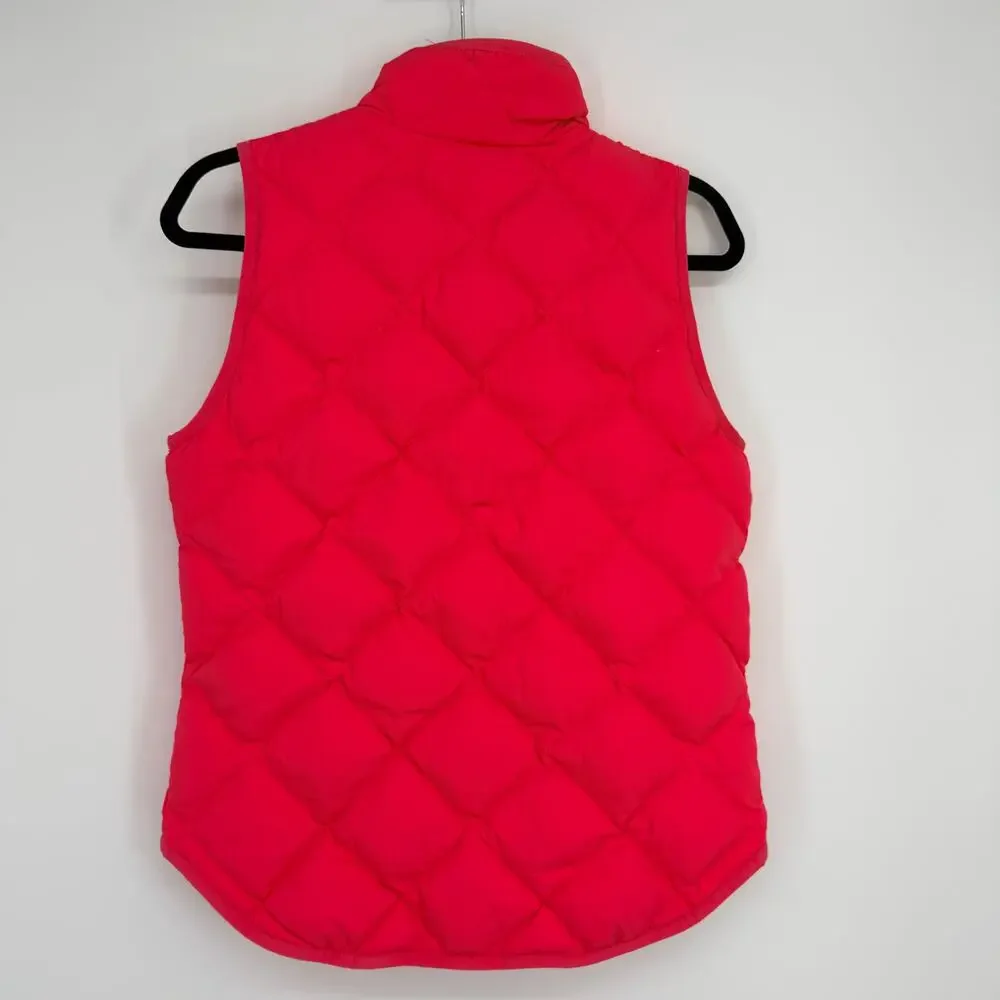 J.Crew Excursion Hibiscus Pink Down Quilted Zip Front Puffer Vest Womens XS
